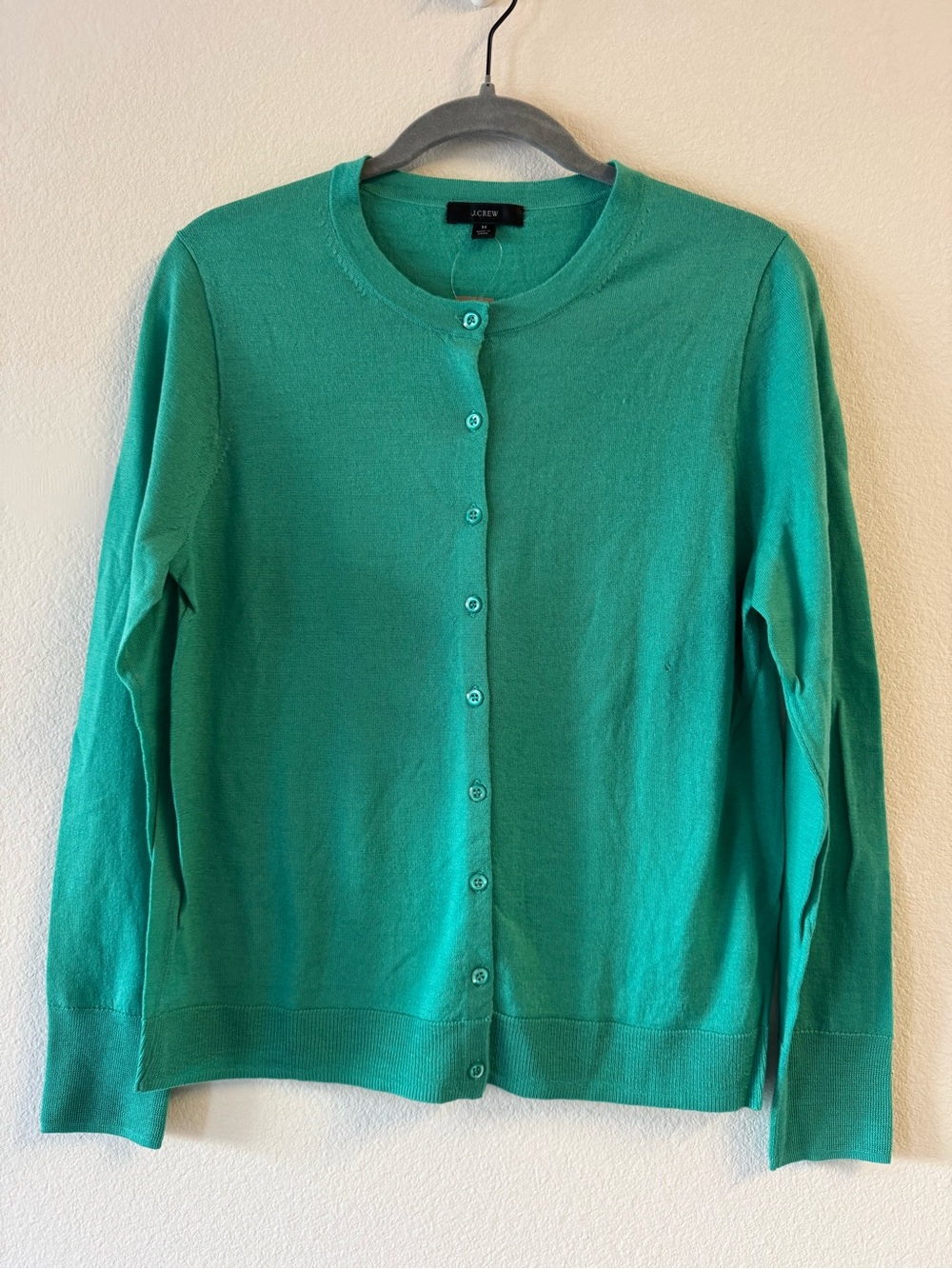 J. Crew Women's Bright Emerald Crewneck Button Cardigan